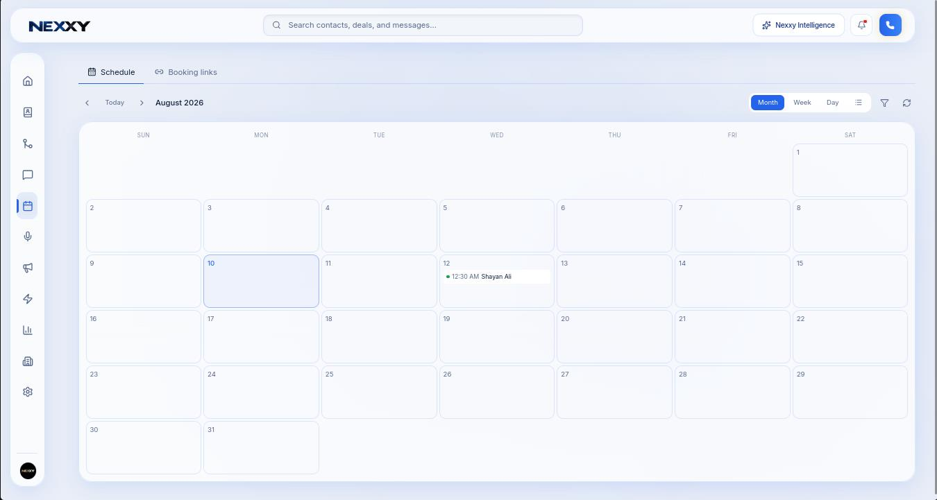 The Schedule calendar in month view with a booked appointment